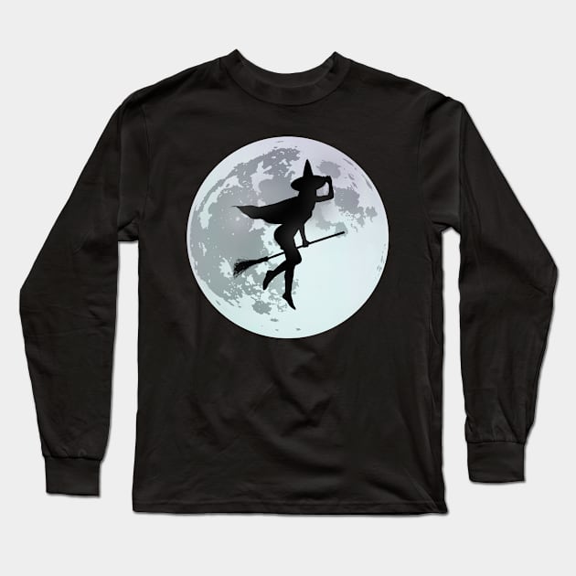 The Flying Witch Long Sleeve T-Shirt by Moon Lit Fox